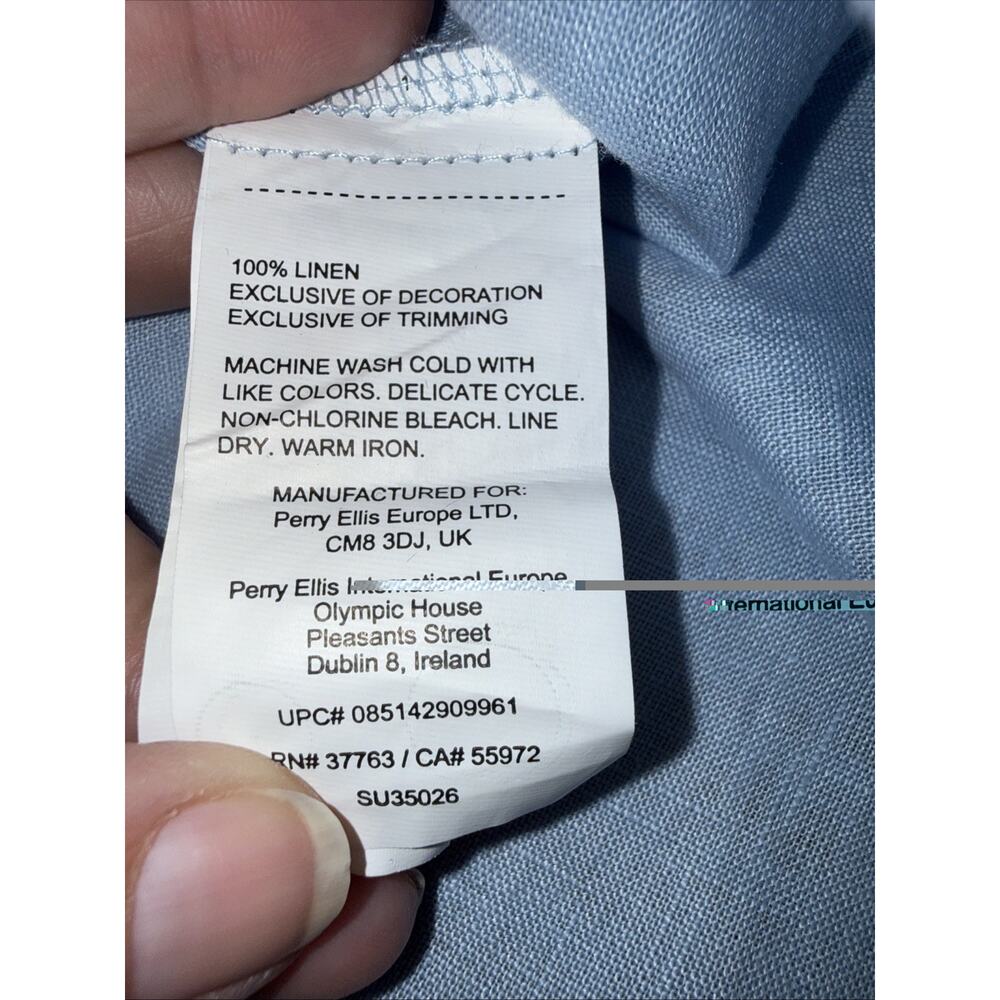 CUBAVERA Collection 100% Linen Blue Multi Tuck Guayabera Shirt Sz 2XL EUC Resort - Picture 7 of 8